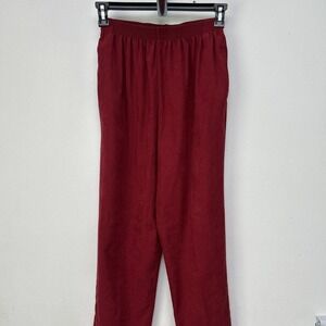 Vintage BonWorth Woman's Pants, Burgundy Microsuede, Elastic Waist, Medium‎